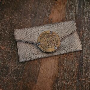 Chic Gold and Brown Snakeskin Card Holder